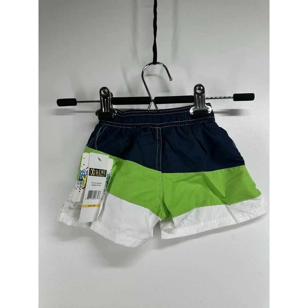 Ixtreme Baby‎ Kids Boys 12M Swim Club Inner Brief Swim Shorts Trunks Green Blue